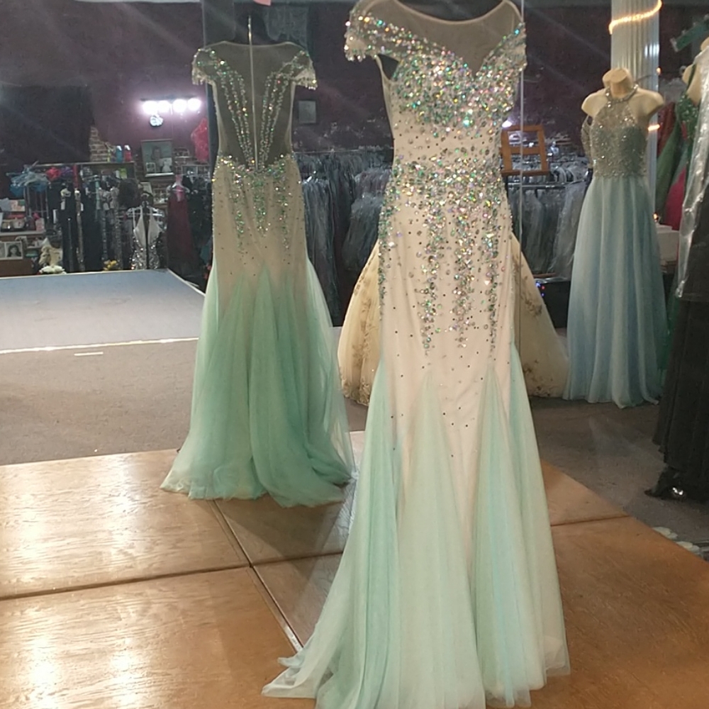 Panoply prom gown aqua nude color